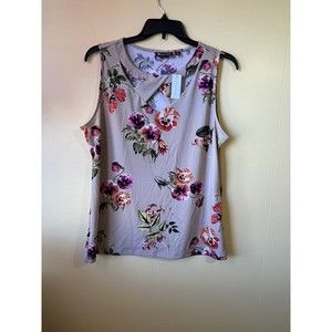 NY&C 7th Ave Floral Pattern Beige/Tan Sleeveless Top Women's XL NWT